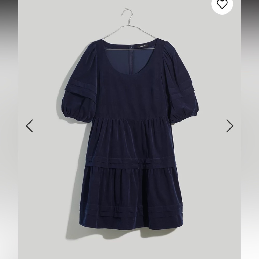 Madewell Corduroy Tiered Mini Dress in Deep Indigo